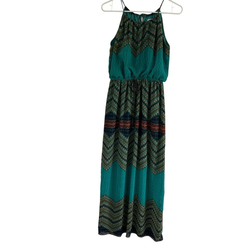 Elegant Green Chevron‎ Maxi Prom Dress